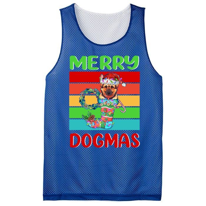 Merry Dogmas Ger Shepherd Christmas Dog Puppy Funny Xmas Great Gift Mesh Reversible Basketball Jersey Tank