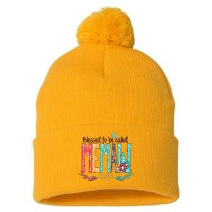 Mothers Day Gift Blessed To Be Called Memaw Pom Pom 12in Knit Beanie