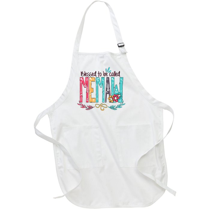 Mothers Day Gift Blessed To Be Called Memaw Full-Length Apron With Pockets