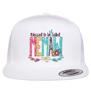 Mothers Day Gift Blessed To Be Called Memaw Flat Bill Trucker Hat