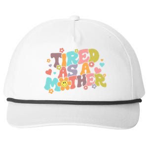 Mothers Day Groovy Tired As A Mother Mom Mama Funny Retro Snapback Five-Panel Rope Hat