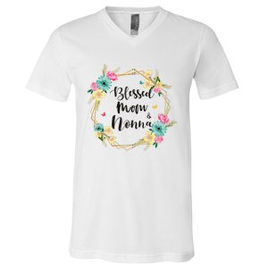 Mothers Day Gift Blessed To Be Called Nonna V-Neck T-Shirt