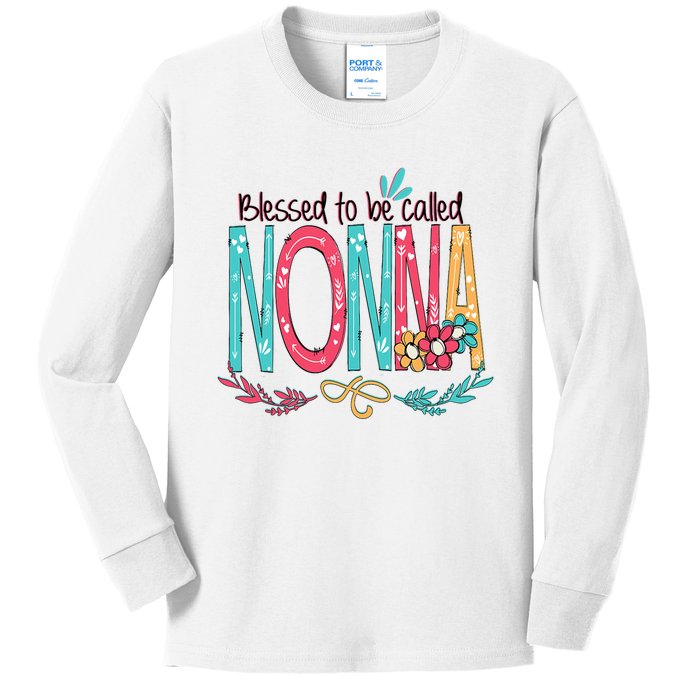 Mothers Day Gift Blessed To Be Called Nonna Kids Long Sleeve Shirt