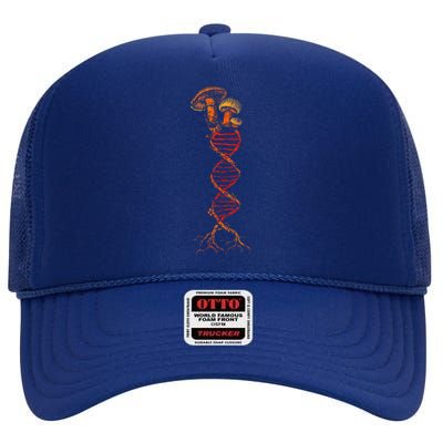 Mushroom Dna Goblincore Aesthetic Mycology Shroom Fungi High Crown Mesh Back Trucker Hat