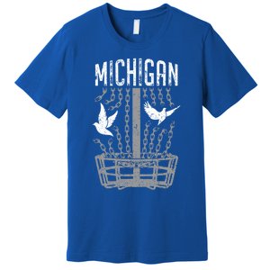 Michigan Disc Golf Player Breaking Chains Birdie Cute Gift Premium T-Shirt