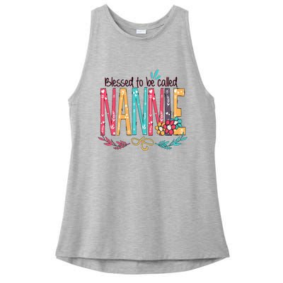 Mothers Day Gift Blessed To Be Called Nannie Ladies PosiCharge Tri-Blend Wicking Tank