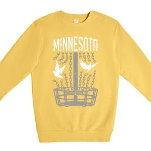 Minnesota Disc Golf Player Breaking Chains Birdie Gift Premium Crewneck Sweatshirt