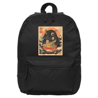 Moo Deng Hippo Eat Ramen For Japanese Style 16 in Basic Backpack