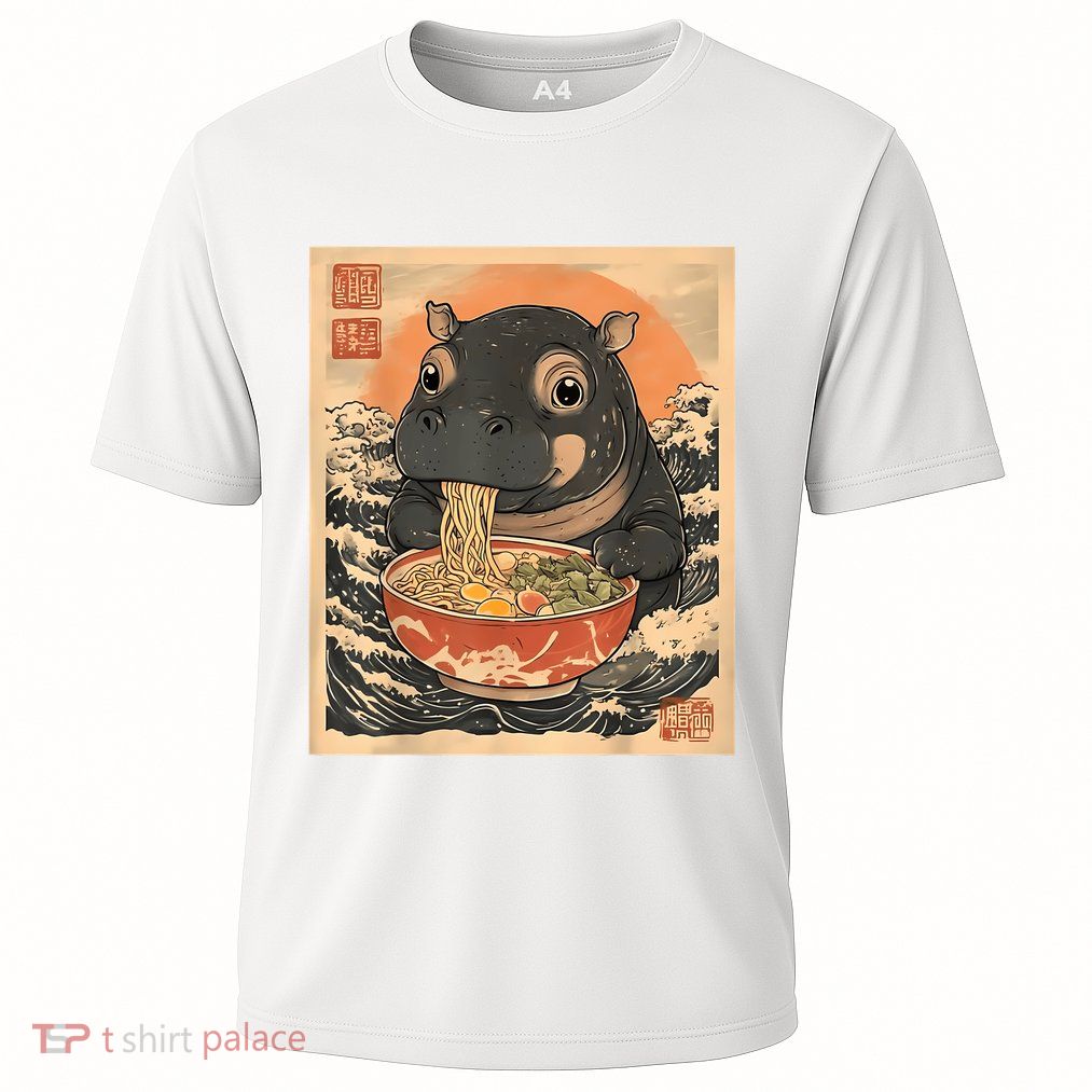Moo Deng Hippo Eat Ramen For Japanese Style Cooling Performance Crew T-Shirt