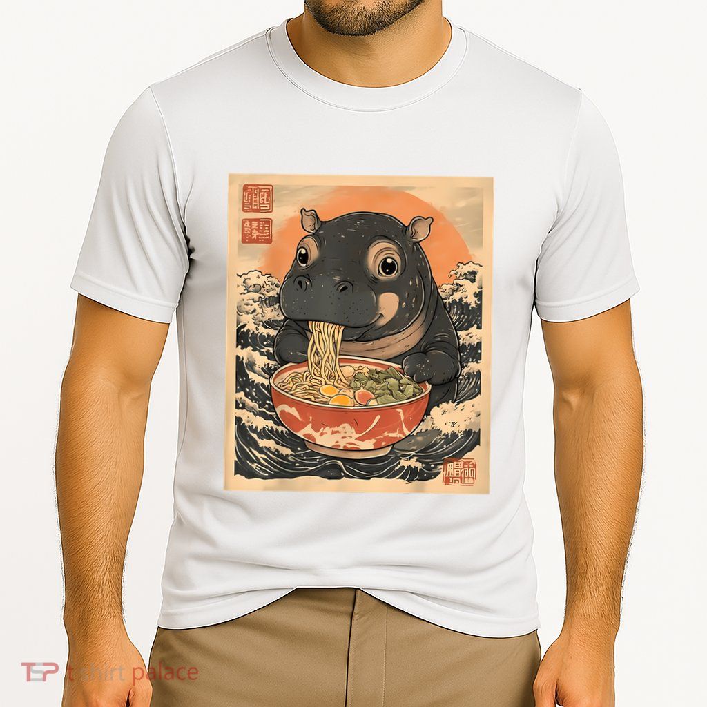 Moo Deng Hippo Eat Ramen For Japanese Style Cooling Performance Crew T-Shirt