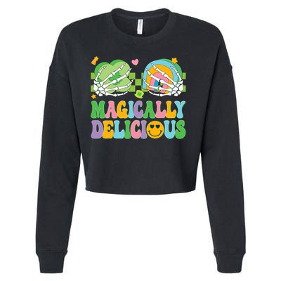 Magically Delicious Hippie St Patrick's Day Skeleton Charms Cropped Pullover Crew