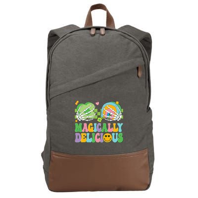 Magically Delicious Hippie St Patrick's Day Skeleton Charms Cotton Canvas Backpack