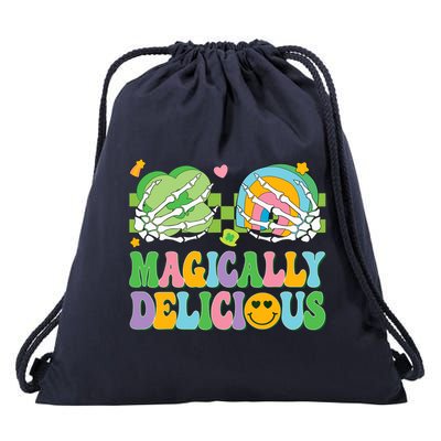 Magically Delicious Hippie St Patrick's Day Skeleton Charms Drawstring Bag
