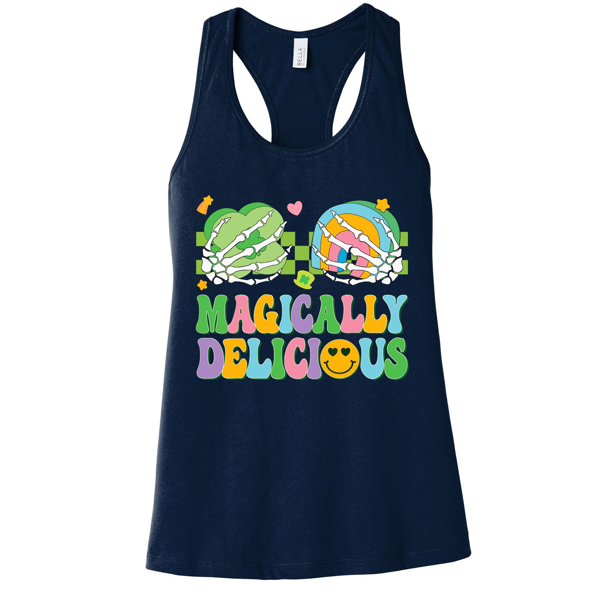 Magically Delicious Hippie St Patrick's Day Skeleton Charms Womens Tank Top