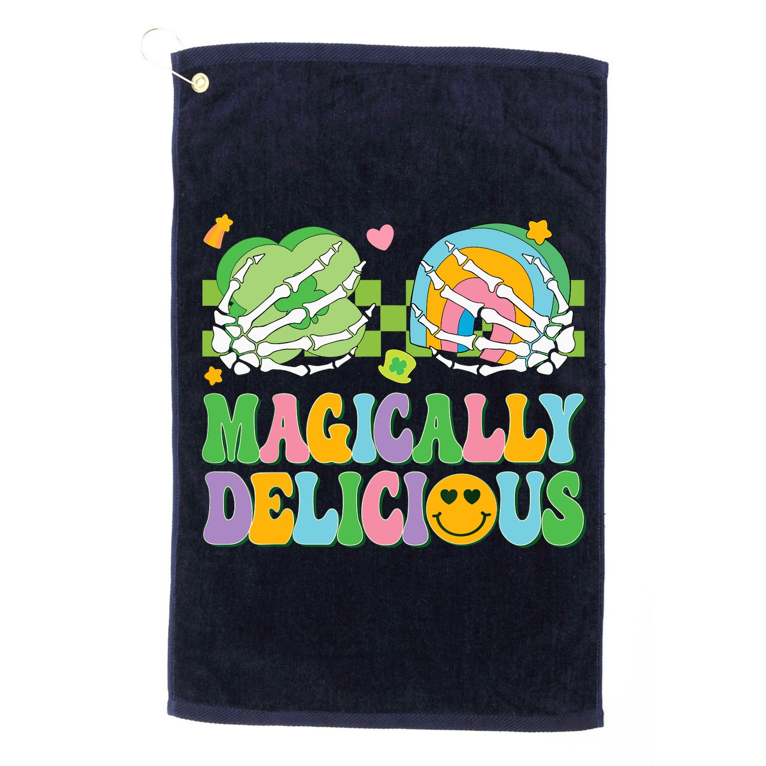 Magically Delicious Hippie St Patrick's Day Skeleton Charms Golf Towel