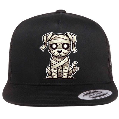 Mummy Dog Halloween Cute Funny & Spooky Pet Costume Flat Bill Trucker Hat