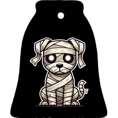 Mummy Dog Halloween Cute Funny & Spooky Pet Costume Ceramic Bell Ornament