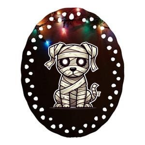 Mummy Dog Halloween Cute Funny & Spooky Pet Costume Ceramic Oval Ornament