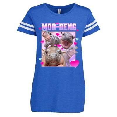 Moo Deng Hippo Baby Pygmy Funny Hippo With Hearts Enza Ladies Jersey Football T-Shirt