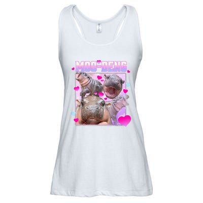 Moo Deng Hippo Baby Pygmy Funny Hippo With Hearts Ladies Essential Flowy Tank