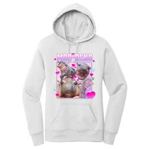 Moo Deng Hippo Baby Pygmy Funny Hippo With Hearts Women's Pullover Hoodie