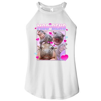 Moo Deng Hippo Baby Pygmy Funny Hippo With Hearts Women's Perfect Tri Rocker Tank