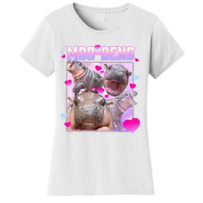 Moo Deng Hippo Baby Pygmy Funny Hippo With Hearts Women's T-Shirt