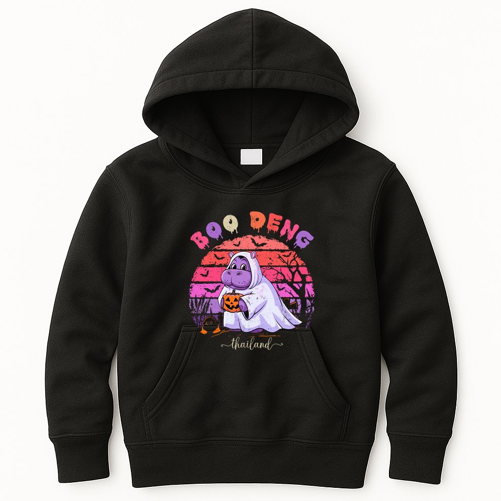 Moo Deng Hippo Baby Pygmy Hippopotamus Fun Halloween Costume Kids Hoodie