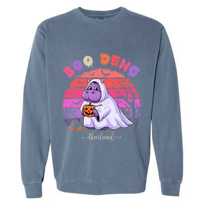 Moo Deng Hippo Baby Pygmy Hippopotamus Fun Halloween Costume Garment-Dyed Sweatshirt