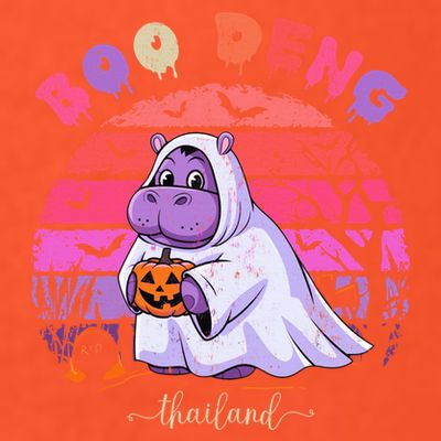Moo Deng Hippo Baby Pygmy Hippopotamus Fun Halloween Costume T-Shirt