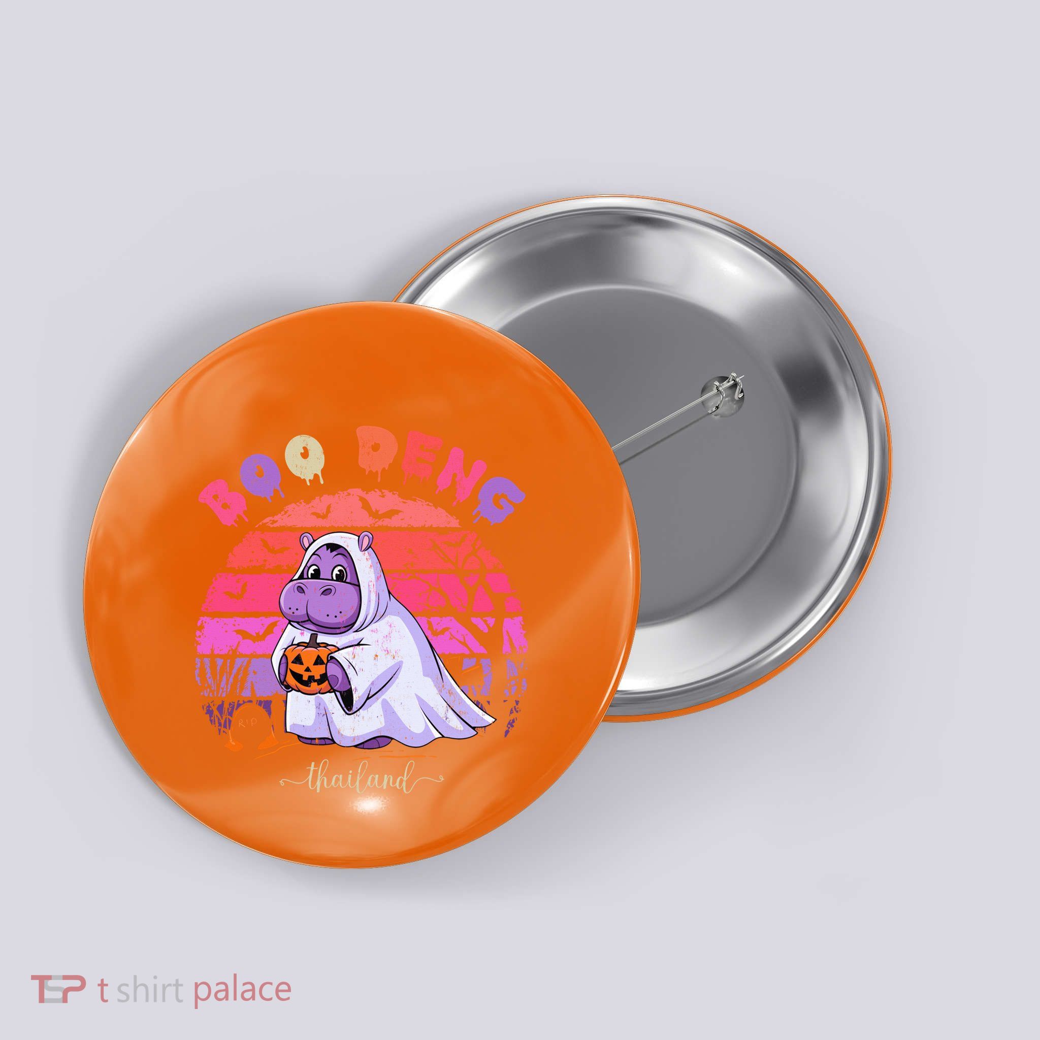 Moo Deng Hippo Baby Pygmy Hippopotamus Fun Halloween Costume Button