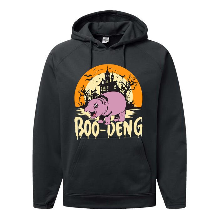 Moo Deng Halloween Boo Deng Halloween Performance Fleece Hoodie