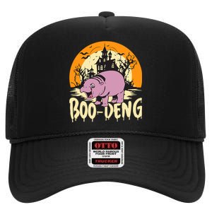 Moo Deng Halloween Boo Deng Halloween High Crown Mesh Back Trucker Hat