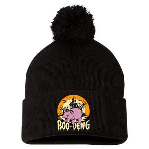 Moo Deng Halloween Boo Deng Halloween Pom Pom 12in Knit Beanie