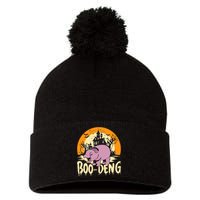 Moo Deng Halloween Boo Deng Halloween Pom Pom 12in Knit Beanie