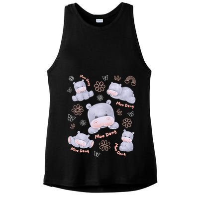 Moo Deng Hippo Pig Flower Cute Baby Pygmy Moodeng Souvenir Ladies PosiCharge Tri-Blend Wicking Tank