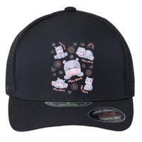 Moo Deng Hippo Pig Flower Cute Baby Pygmy Moodeng Souvenir Flexfit Unipanel Trucker Cap