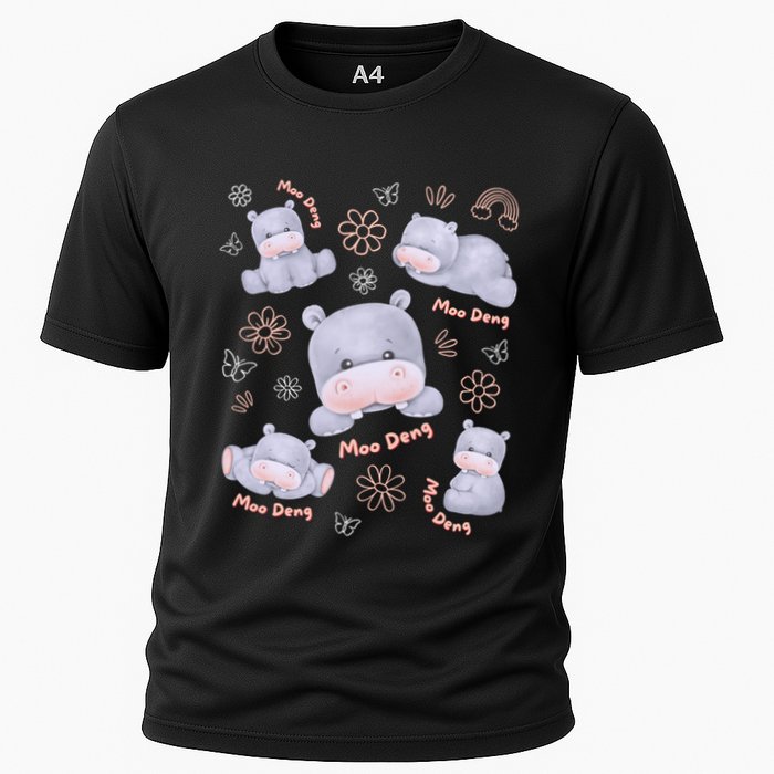 Moo Deng Hippo Pig Flower Cute Baby Pygmy Moodeng Souvenir Performance Shirt