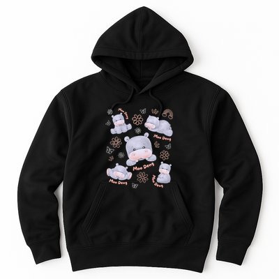 Moo Deng Hippo Pig Flower Cute Baby Pygmy Moodeng Souvenir Hoodie