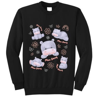 Moo Deng Hippo Pig Flower Cute Baby Pygmy Moodeng Souvenir Sweatshirt
