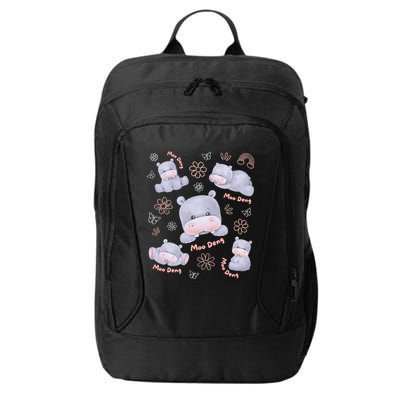 Moo Deng Hippo Pig Flower Cute Baby Pygmy Moodeng Souvenir City Backpack