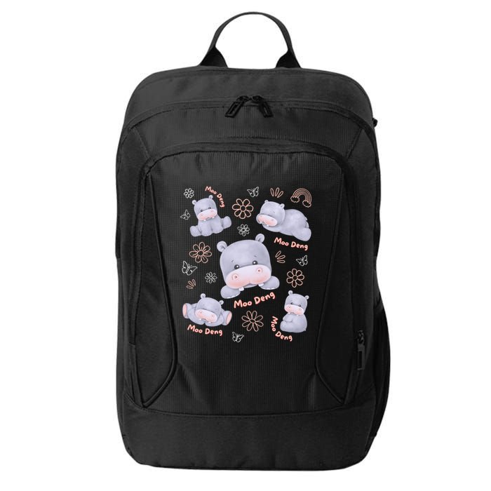 Moo Deng Hippo Pig Flower Cute Baby Pygmy Moodeng Souvenir City Backpack