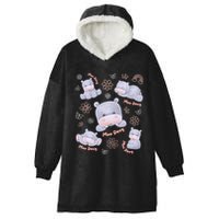 Moo Deng Hippo Pig Flower Cute Baby Pygmy Moodeng Souvenir Hooded Wearable Blanket