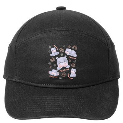 Moo Deng Hippo Pig Flower Cute Baby Pygmy Moodeng Souvenir 7-Panel Snapback Hat