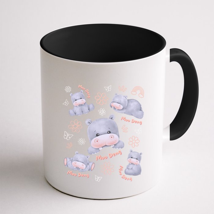 Moo Deng Hippo Pig Flower Cute Baby Pygmy Moodeng Souvenir Mug