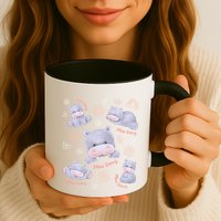 Moo Deng Hippo Pig Flower Cute Baby Pygmy Moodeng Souvenir Mug