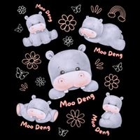 Moo Deng Hippo Pig Flower Cute Baby Pygmy Moodeng Souvenir 16 in Basic Backpack
