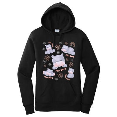 Moo Deng Hippo Pig Flower Cute Baby Pygmy Moodeng Souvenir Women's Pullover Hoodie