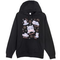Moo Deng Hippo Pig Flower Cute Baby Pygmy Moodeng Souvenir Premium Pullover Hoodie