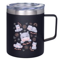 Moo Deng Hippo Pig Flower Cute Baby Pygmy Moodeng Souvenir 12oz Stainless Steel Coffee Mug